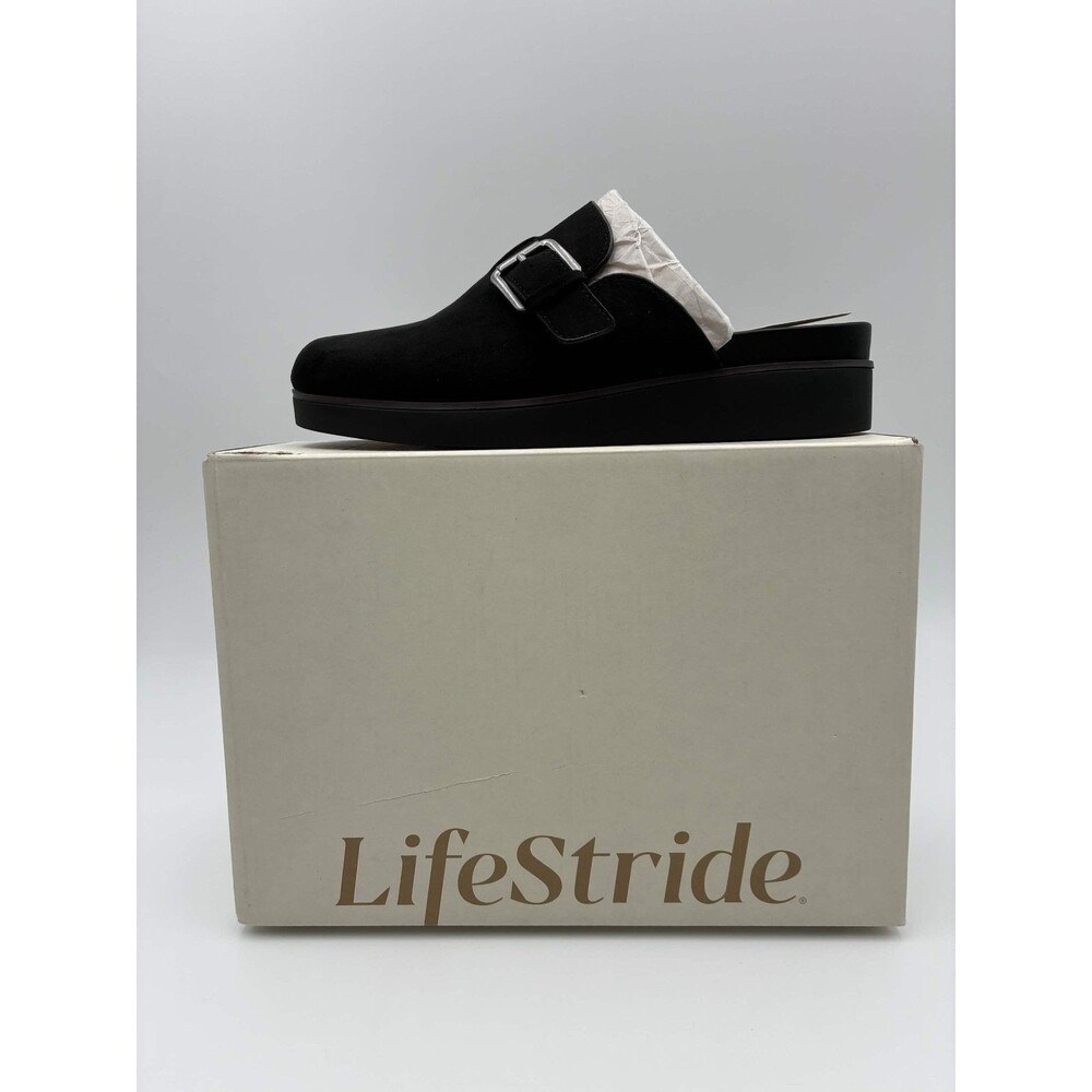 LifeStride Gillian Clog Black Slip On Buckle Womens Size 8.5 J6843F1001